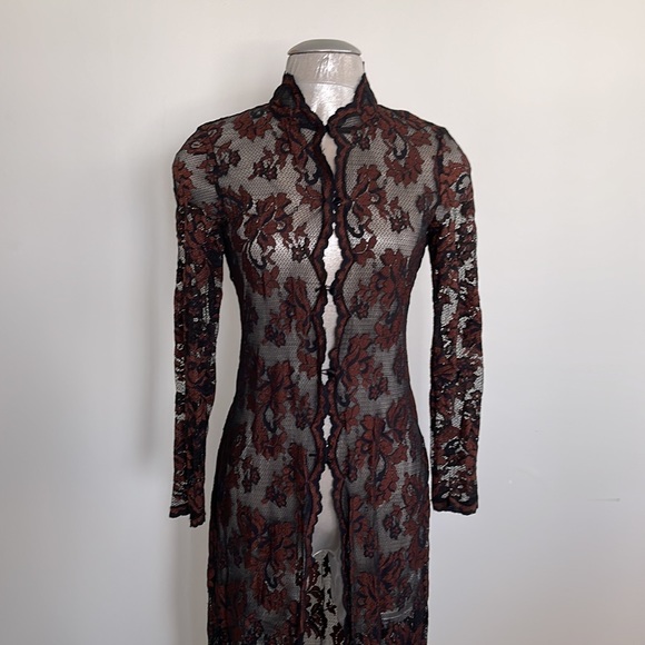 Casadei lace duster in black brown - Picture 7 of 8